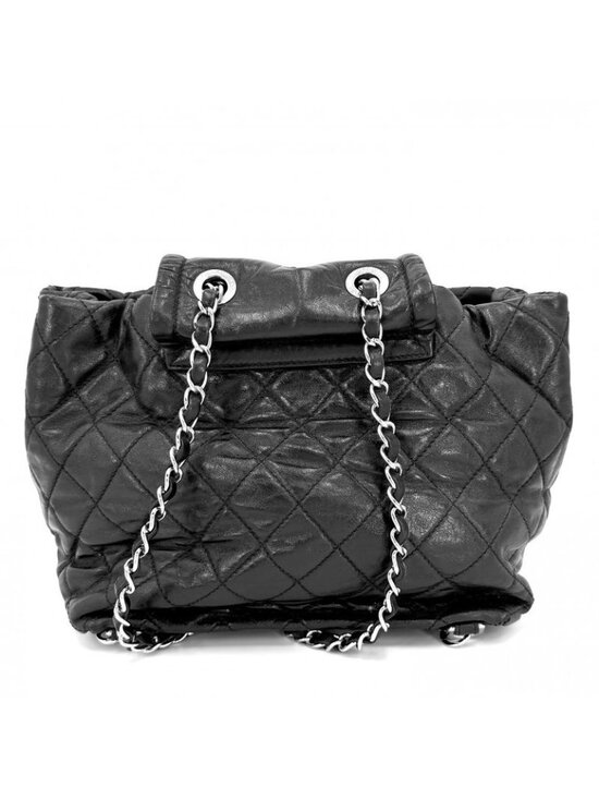 Chanel Quilted Backpack Chain Shoulder Turnlock CC Logo Leather Black Silver main image 4